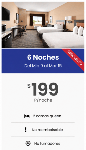 Habitación - 6 noches (Mie 9 al Mar 5)
